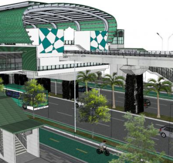 现代景观人行天桥su模型下载_sketchup草图大师SKP模型