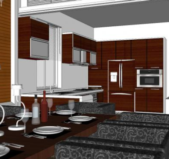 欧式时尚别墅大堂SU模型下载_sketchup草图大师SKP模型