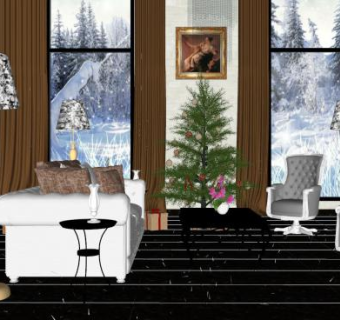 美式别墅大堂SU模型下载_sketchup草图大师SKP模型