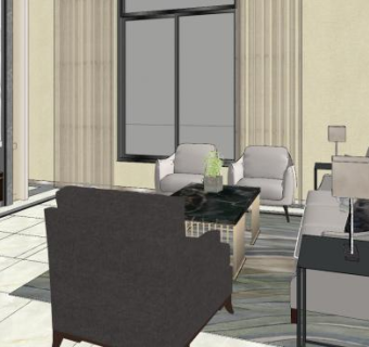 现代别墅客厅sketchup模型下载_sketchup草图大师SKP模型