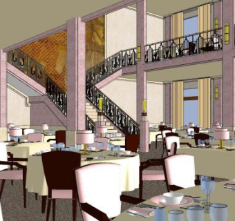 欧式酒店宴会厅SU模型下载_sketchup草图大师SKP模型