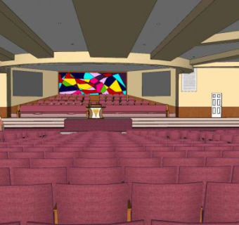 现代多功能报告厅SU模型下载_sketchup草图大师SKP模型