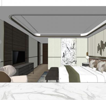 现代酒店客房室内SU模型下载_sketchup草图大师SKP模型