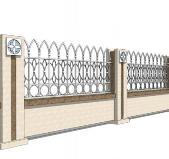 别墅围墙su模型下载_sketchup草图大师SKP模型