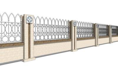 别墅围墙su模型下载_sketchup草图大师SKP模型