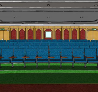 简欧多功能会议厅SU模型下载_sketchup草图大师SKP模型