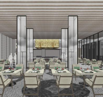 现代时尚酒店宴会厅SU模型下载_sketchup草图大师SKP模型