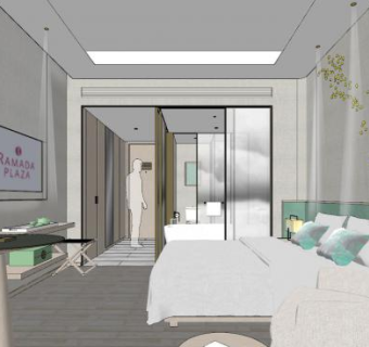 北欧酒店客房SU模型下载_sketchup草图大师SKP模型