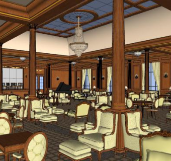 欧式古典宴会厅SU模型下载_sketchup草图大师SKP模型