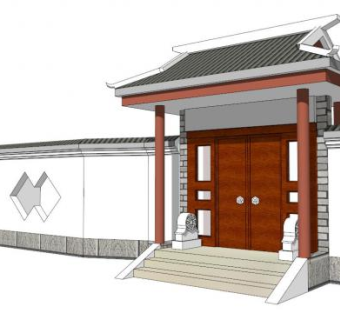 庭院大门su模型下载_sketchup草图大师SKP模型