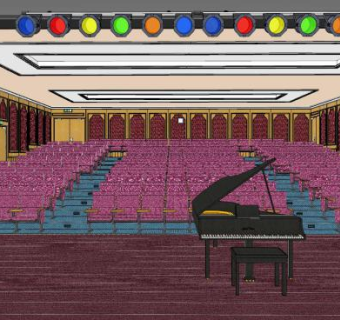 欧式多功能会议厅SU模型下载_sketchup草图大师SKP模型