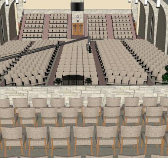 现代大型多功能报告厅SU模型下载_sketchup草图大师SKP模型