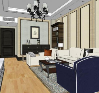 欧式酒店客房室内SU模型下载_sketchup草图大师SKP模型