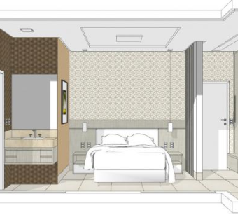 现代酒店双人套房sketchup模型下载_sketchup草图大师SKP模型