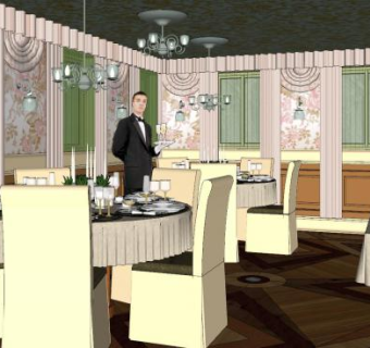 现代酒店宴会大厅sketchup模型下载_sketchup草图大师SKP模型