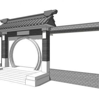 现代院墙su模型下载_sketchup草图大师SKP模型