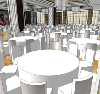 现代酒店宴会厅设计sketchup模型下载_sketchup草图大师SKP模型