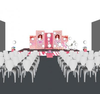 生日舞台设计SU模型下载_sketchup草图大师SKP模型