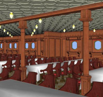 新中式古典酒店宴会厅SU模型下载_sketchup草图大师SKP模型