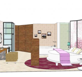 日式酒店客房家装SU模型下载_sketchup草图大师SKP模型