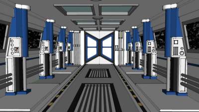 现代科技风走廊SU模型下载_sketchup草图大师SKP模型