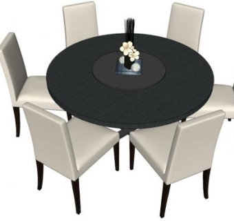 现代风格圆餐桌su模型下载_sketchup草图大师SKP模型