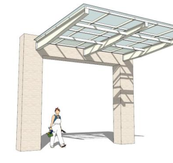 车库坡道玻璃雨棚su模型下载_sketchup草图大师SKP模型