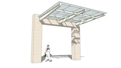 车库坡道玻璃雨棚su模型下载_sketchup草图大师SKP模型