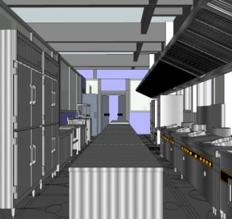 现代酒店中央厨房SU模型下载_sketchup草图大师SKP模型