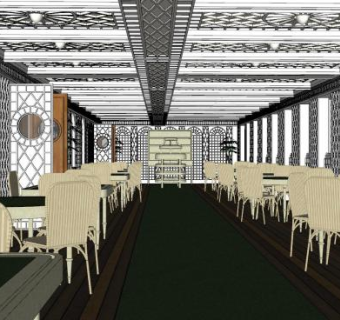 欧式西餐厅装修SU模型下载_sketchup草图大师SKP模型