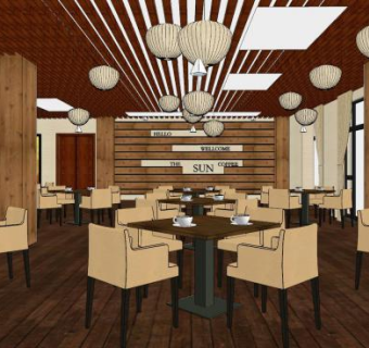 现代茶楼SU模型下载_sketchup草图大师SKP模型