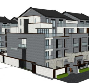 中式别墅会所建筑su模型下载_sketchup草图大师SKP模型