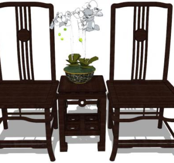 新中式椅su模型下载_sketchup草图大师SKP模型