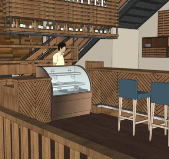 两层咖啡厅设计su模型下载_sketchup草图大师SKP模型