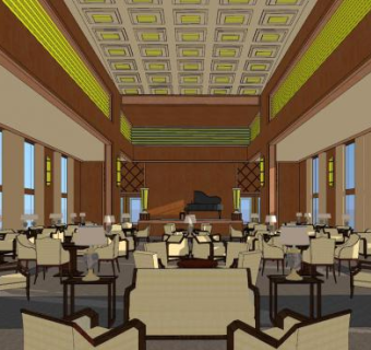 欧式音乐餐厅SU模型下载_sketchup草图大师SKP模型