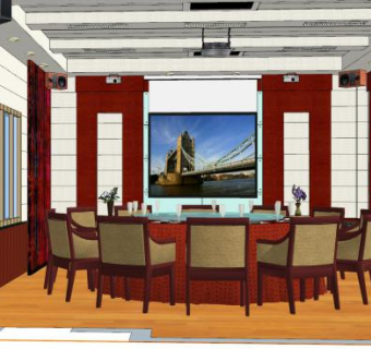 中式餐厅包间设计SU模型下载_sketchup草图大师SKP模型