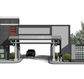 仿古大门su模型下载_sketchup草图大师SKP模型