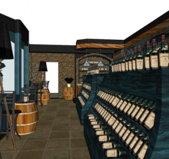 工业风清吧SU模型下载_sketchup草图大师SKP模型