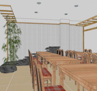 韩式料理店SU模型下载_sketchup草图大师SKP模型