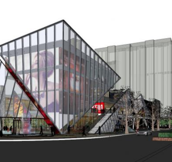 现代风格商业街su模型下载_sketchup草图大师SKP模型