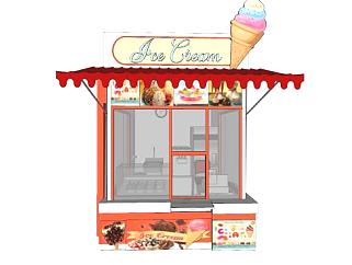 现代冰淇淋甜品店SU模型下载_sketchup草图大师SKP模型