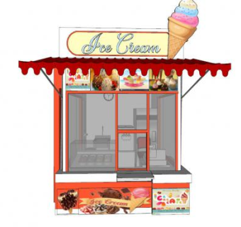 现代冰淇淋甜品店SU模型下载_sketchup草图大师SKP模型