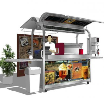 现代冰淇淋甜品餐车SU模型下载_sketchup草图大师SKP模型