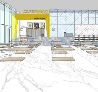 现代简约甜品店SU模型下载_sketchup草图大师SKP模型