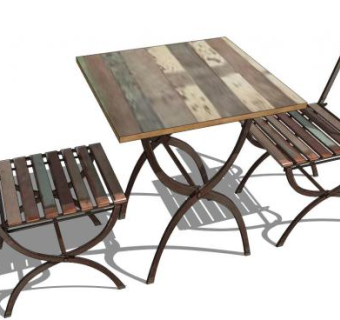 木桌椅su模型下载_sketchup草图大师SKP模型