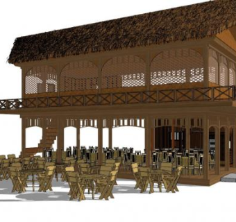 自然风餐厅SU模型下载_sketchup草图大师SKP模型
