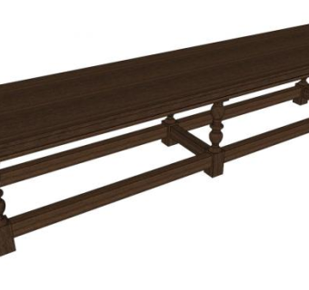 十二人长桌su模型下载_sketchup草图大师SKP模型