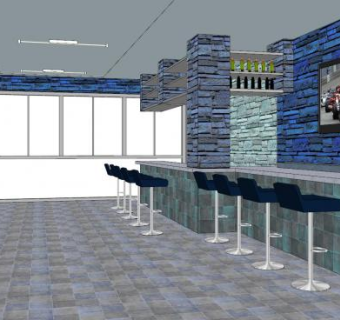 现代风格清吧SU模型下载_sketchup草图大师SKP模型