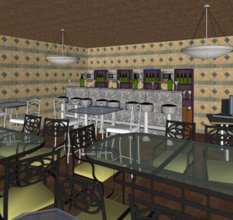 工业风音乐清吧SU模型下载_sketchup草图大师SKP模型