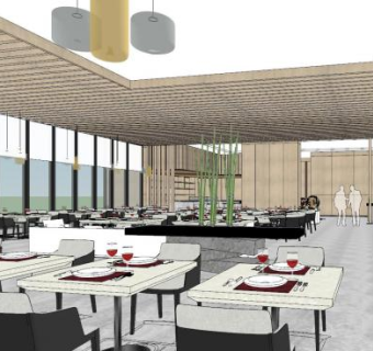 现代西餐厅设计SU模型下载_sketchup草图大师SKP模型